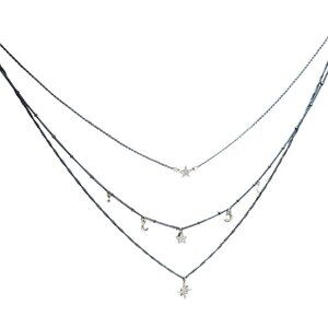 Celestial Stars Moon Sunburst Charm Multi Strand Charm Necklace Black Chain